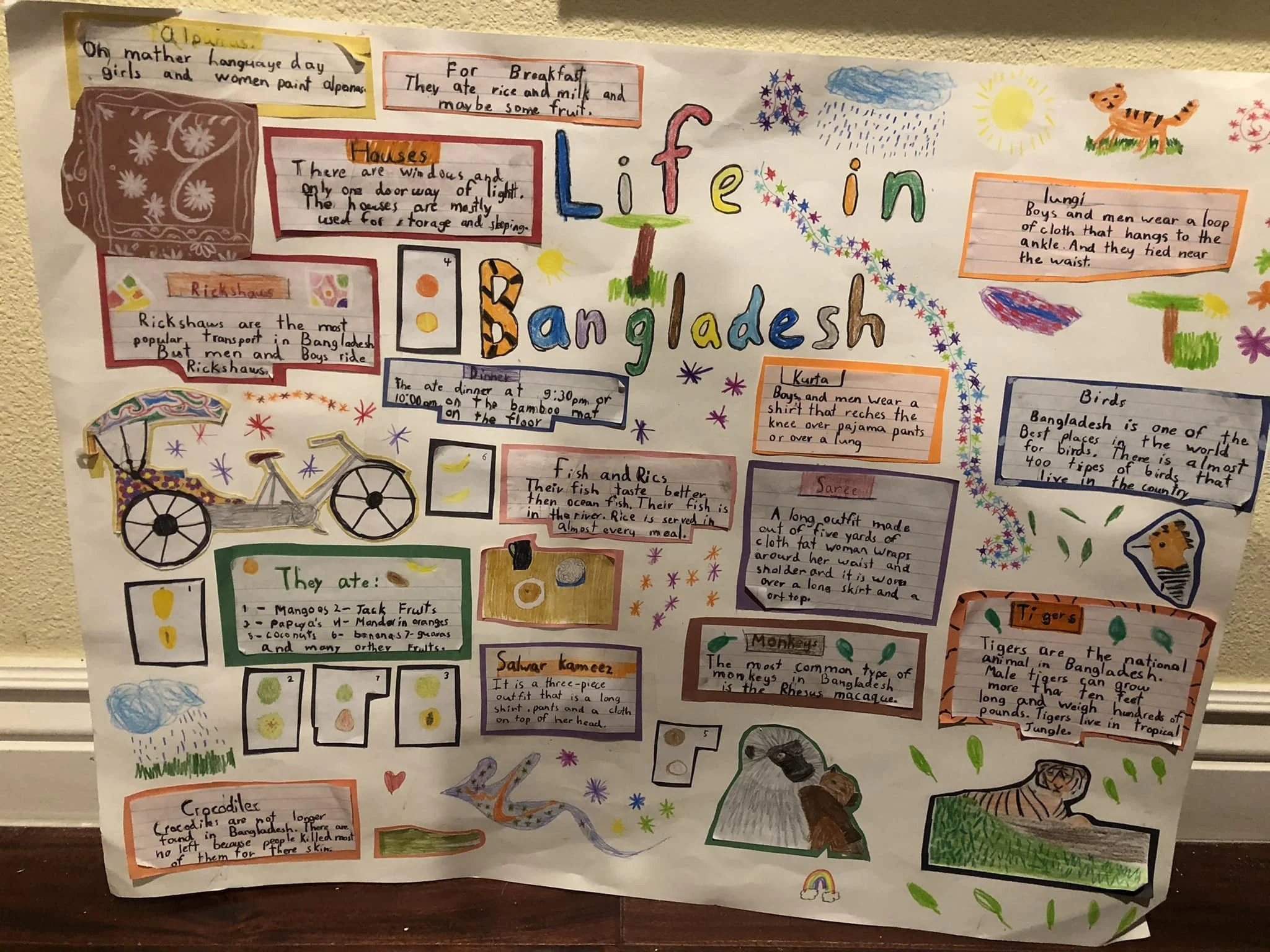 Student math work and poster